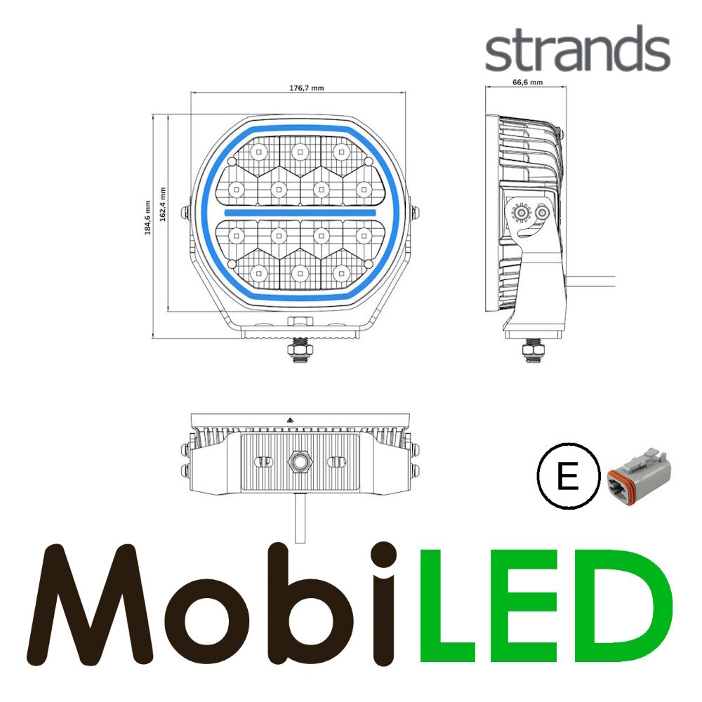 Strands Strands Big Energy Driving Light 7″ feu de position ambre/blanc 2.0 E-marque