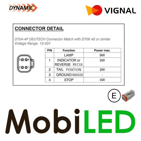 Vignal Vignal Feu arrière à 3 fonctions avec clignotant dynamique E-marque