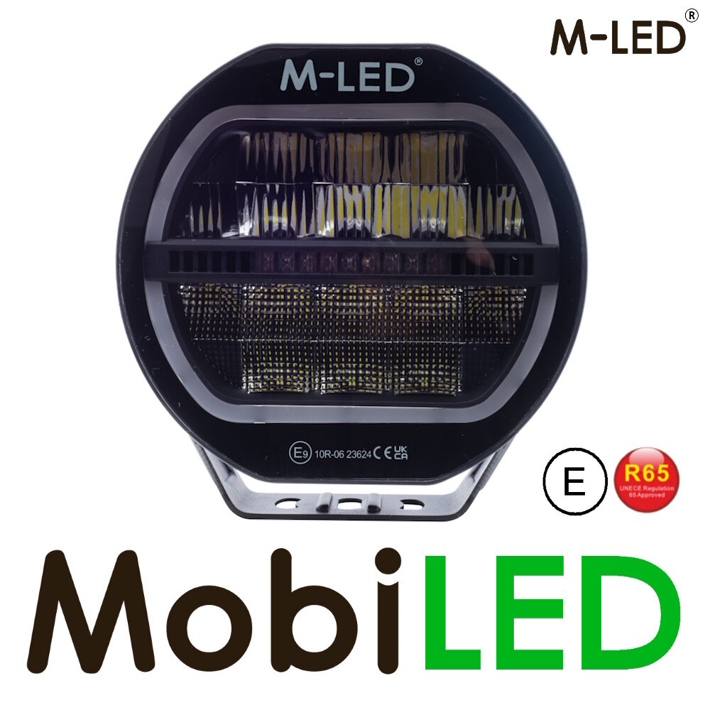 M-LED M-LED Co-pilote feu de position ambre/blanc et flash dark look 9 pouces E-marque M-LED M-LED Co-pilote feu de position ambre/blanc et flash dark look 9 pouces E-marque