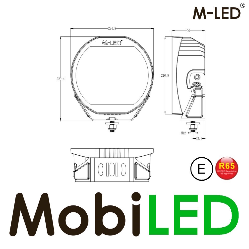 M-LED M-LED Co-Pilot amber/white position light and flash dark look 9 inch E-mark M-LED M-LED Co-Pilot amber/white position light and flash dark look 9 inch E-mark