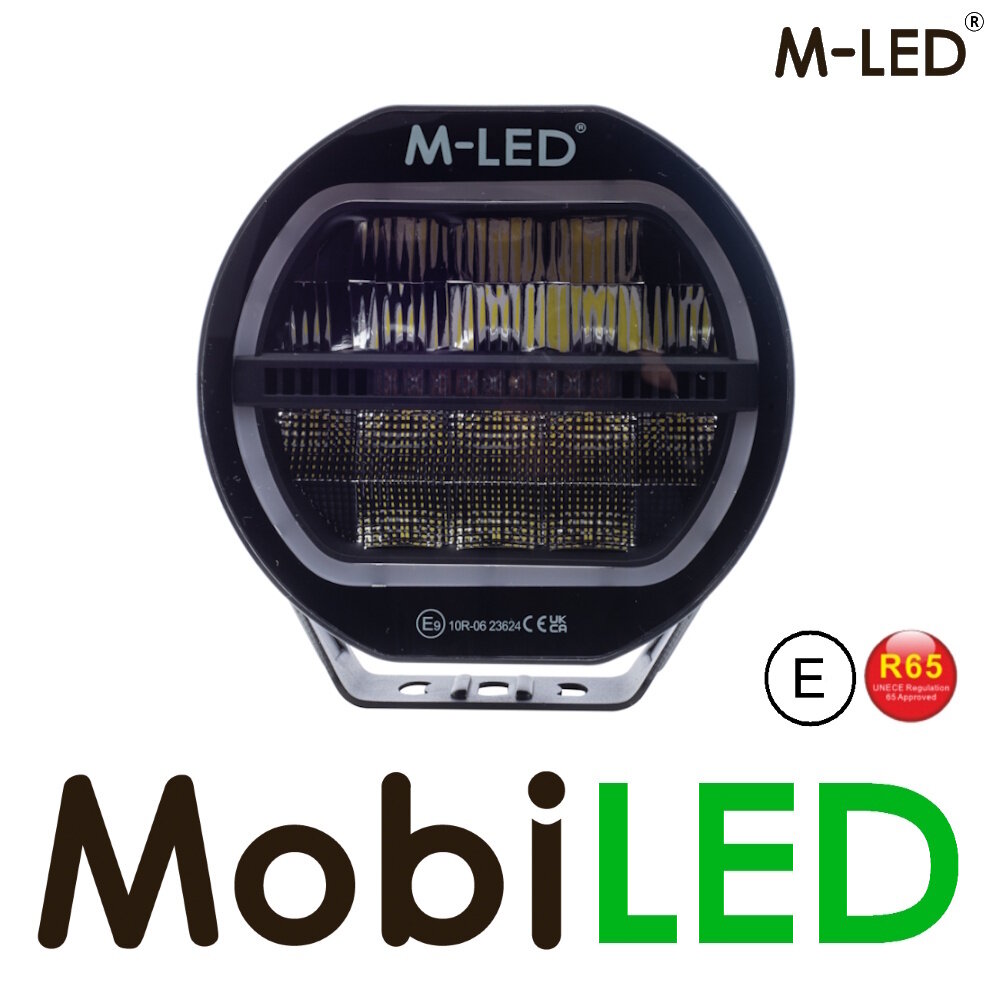 M-LED M-LED projecteur loin 66 watts 7" Noir avec DRL et flash E-mark