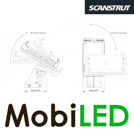 Scanstrut Wireless phone holder and charger on stand