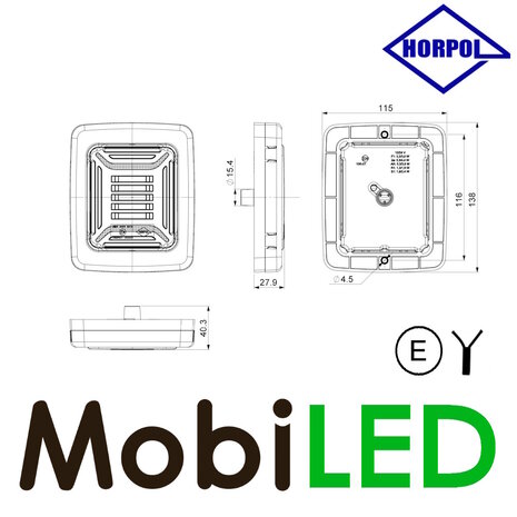 HORPOL Horpol Cube Achterlicht 2 functies met zwart frame E-keur HORPOL Horpol Cube Achterlicht 2 functies met zwart frame E-keur