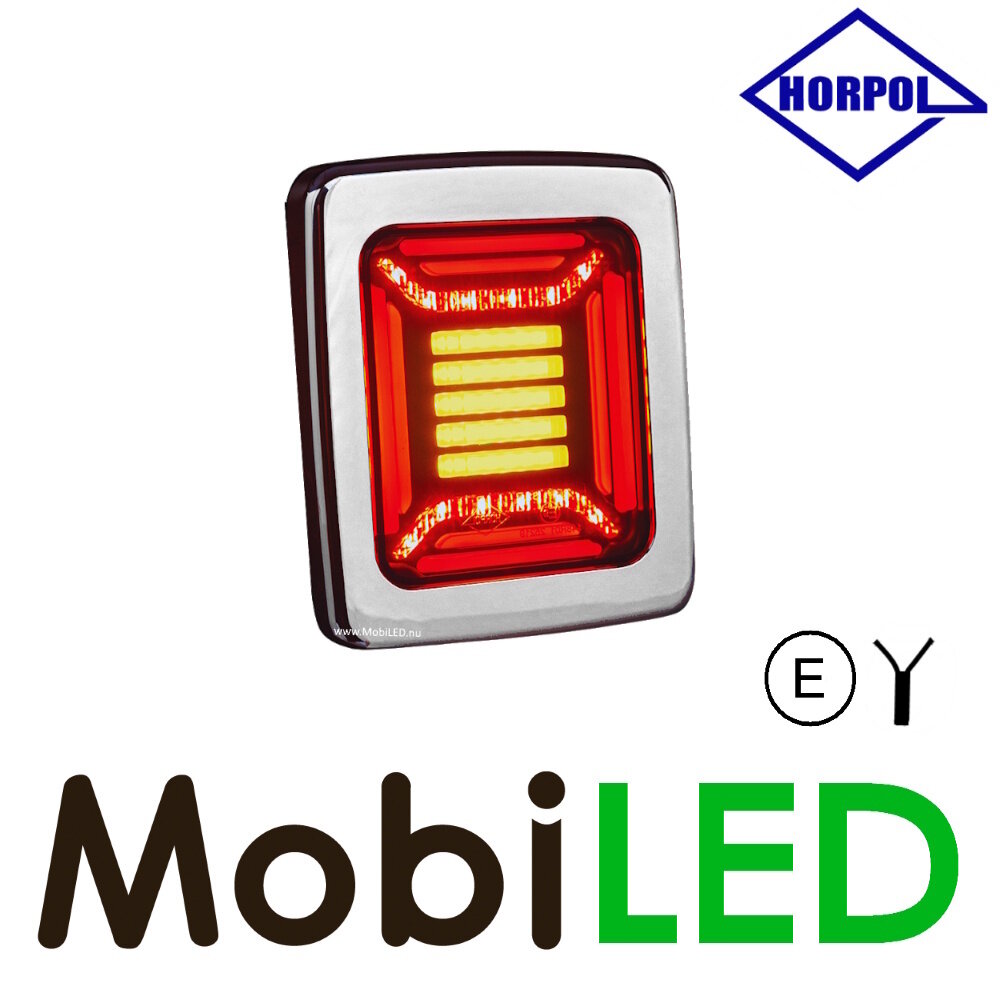 HORPOL Horpol Cube Achterlicht 3 functies met chrome frame E-keur