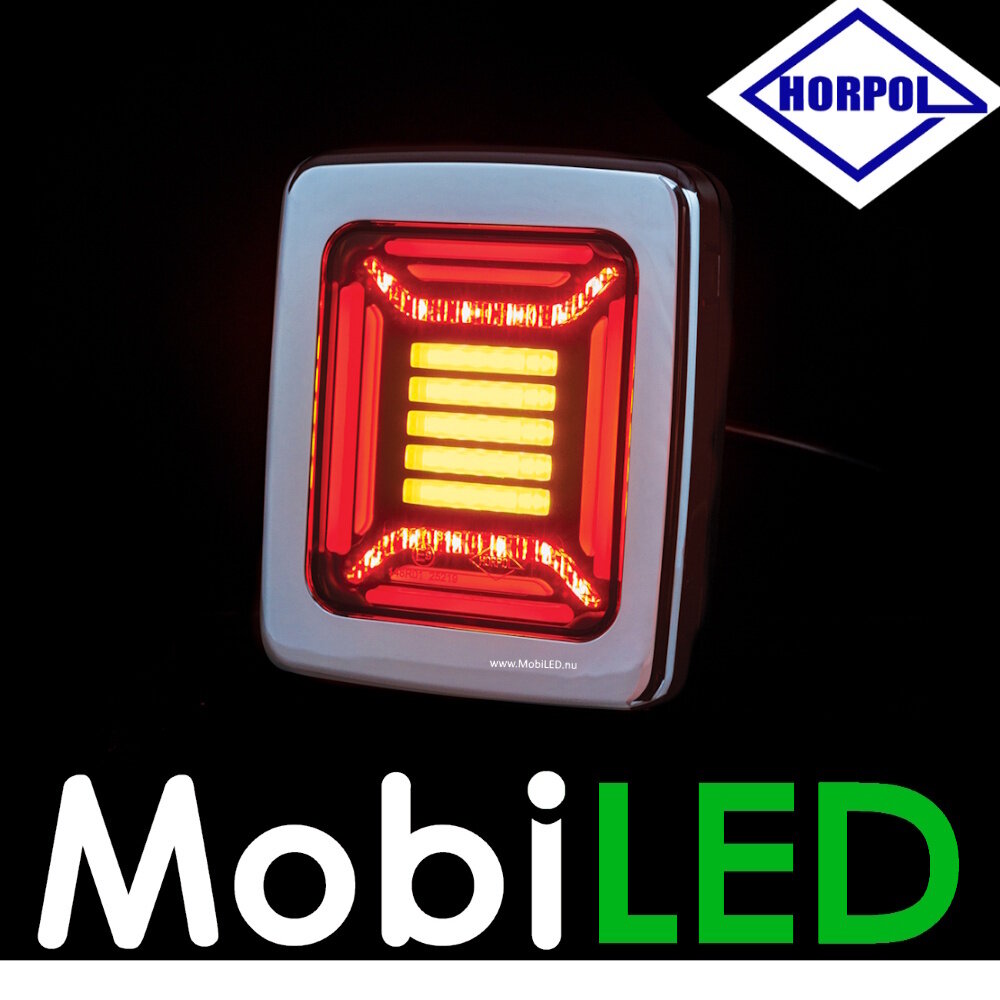 HORPOL Horpol Cube Achterlicht 3 functies met chrome frame E-keur