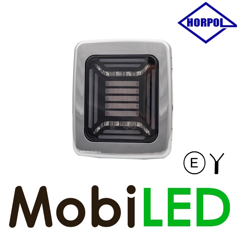 HORPOL Horpol Cube Achterlicht 3 functies met chrome frame E-keur