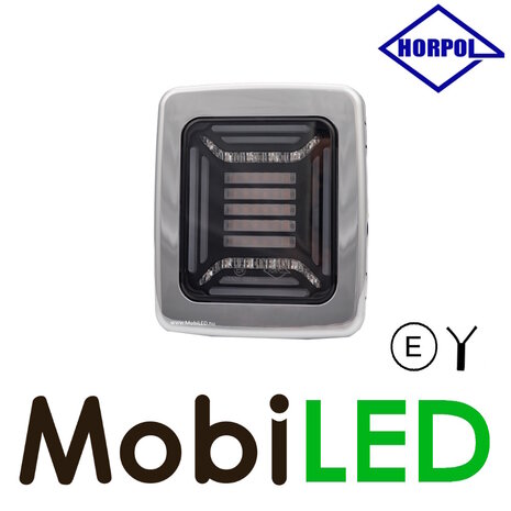 HORPOL Horpol Cube Feu arrière 3 fonctions avec cadre chrome E-marque HORPOL Horpol Cube Feu arrière 3 fonctions avec cadre chrome E-marque