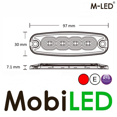 M-LED M-LED Flash super mince 4 LED rouge E-marque