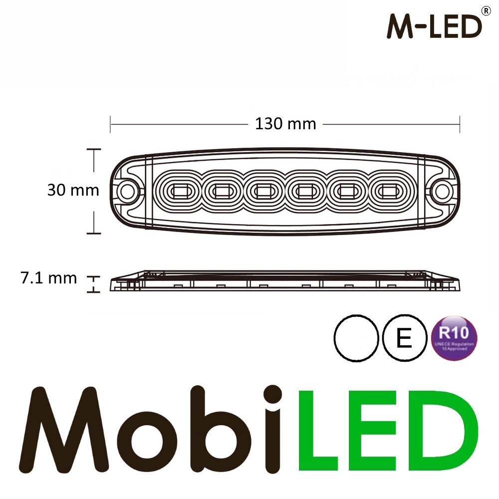 M-LED M-LED Super thin flasher 6 LEDs white E-mark