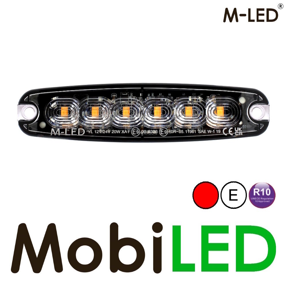 M-LED M-LED Flash super mince 6 LED rouge E-marque M-LED M-LED Flash super mince 6 LED rouge E-marque