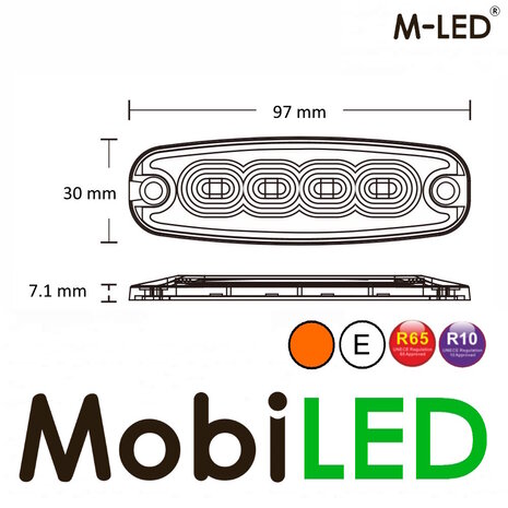 M-LED M-LED Super thin flasher 4 LEDs amber 5m E-mark M-LED M-LED Super thin flasher 4 LEDs amber 5m E-mark
