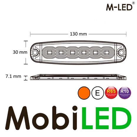M-LED M-LED Super thin flasher 6 LEDs amber 5m E-mark M-LED M-LED Super thin flasher 6 LEDs amber 5m E-mark