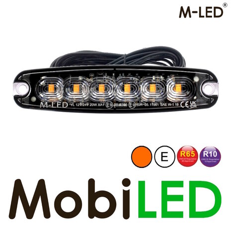 M-LED M-LED Super thin flasher 6 LEDs amber 5m E-mark M-LED M-LED Super thin flasher 6 LEDs amber 5m E-mark