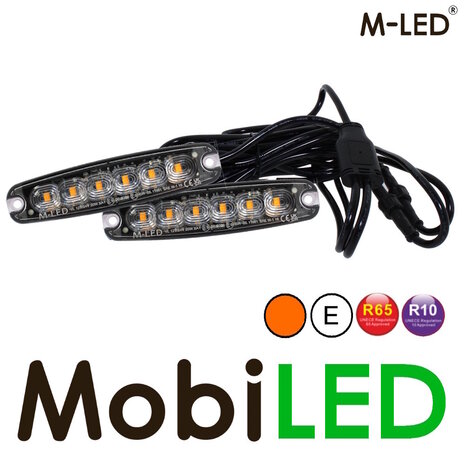 M-LED M-LED 2 Flashes super mince 6 LED ambre avec boîte de jonction E-marque M-LED M-LED 2 Flashes super mince 6 LED ambre avec boîte de jonction E-marque