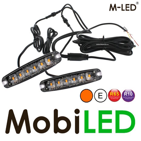 M-LED M-LED 2 Flashes super mince 6 LED ambre avec boîte de jonction E-marque M-LED M-LED 2 Flashes super mince 6 LED ambre avec boîte de jonction E-marque