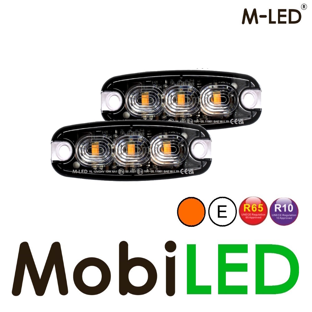 M-LED M-LED 2 Super thin amber flashers 3 LEDs with junction box E-mark M-LED M-LED 2 Super thin amber flashers 3 LEDs with junction box E-mark