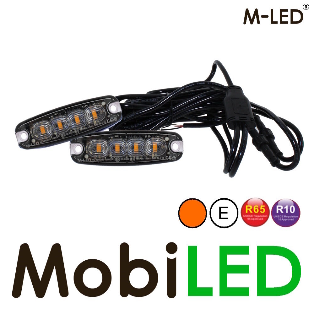M-LED M-LED 2 Super thin flashers 4 LEDs amber with junction box E-mark M-LED M-LED 2 Super thin flashers 4 LEDs amber with junction box E-mark