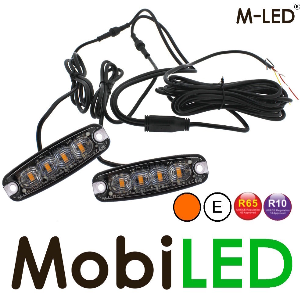 M-LED M-LED 2 Superdunne flitsers 4 leds amber met aansluitdoos E-keur M-LED M-LED 2 Superdunne flitsers 4 leds amber met aansluitdoos E-keur