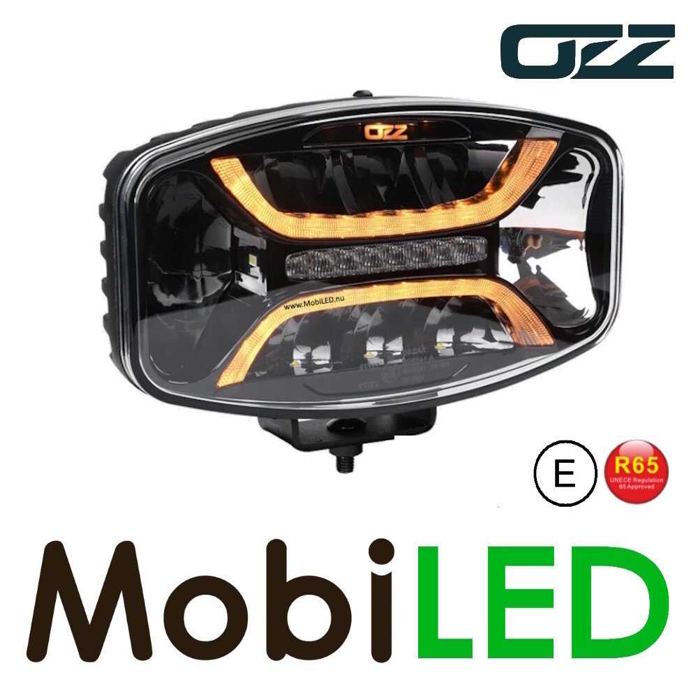 OZZ OZZ ovale verstraler met positielicht en flitser Zwart E-keur OZZ OZZ ovale verstraler met positielicht en flitser Zwart E-keur