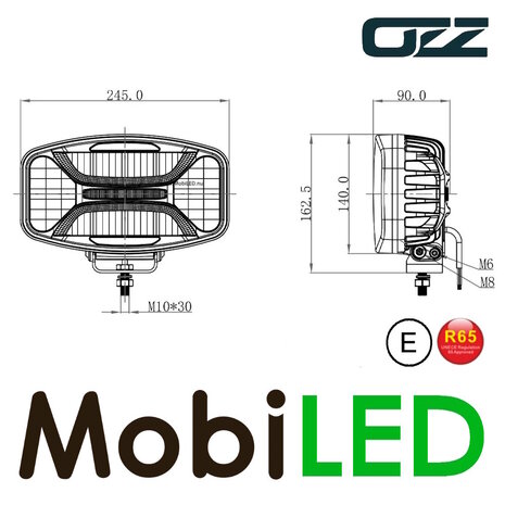 OZZ OZZ spot ovale avec feu de position et flash Noir E-marque OZZ OZZ spot ovale avec feu de position et flash Noir E-marque