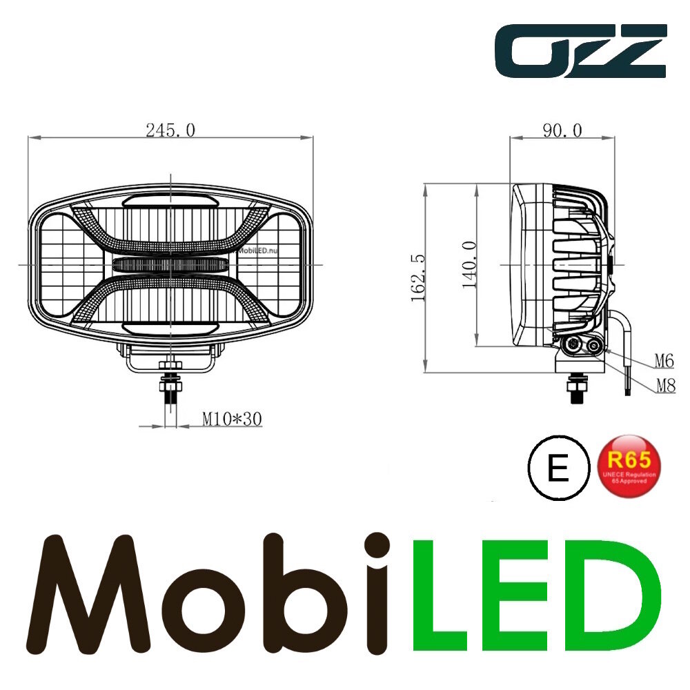 OZZ OZZ Oval spotlight with position light and flash White E-mark