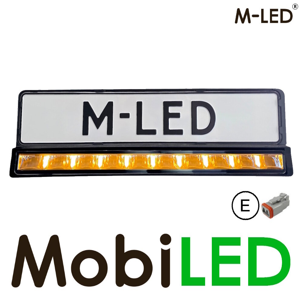 M-LED Support de plaque d'immatriculation M-LED avec barre LED et feu de position orange/blanc M-LED Support de plaque d'immatriculation M-LED avec barre LED et feu de position orange/blanc
