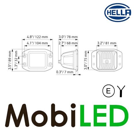 Hella Hella projecteur à faisceau large Cube Kit 3,2"/8 cm 40 watts encastré E-marque Hella Hella projecteur à faisceau large Cube Kit 3,2"/8 cm 40 watts encastré E-marque