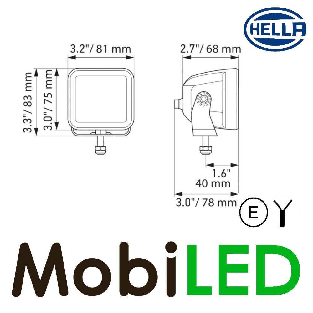 Hella Hella Projecteur à faisceau loin Cube Kit 3,2" 40 watts en saillie E-marque