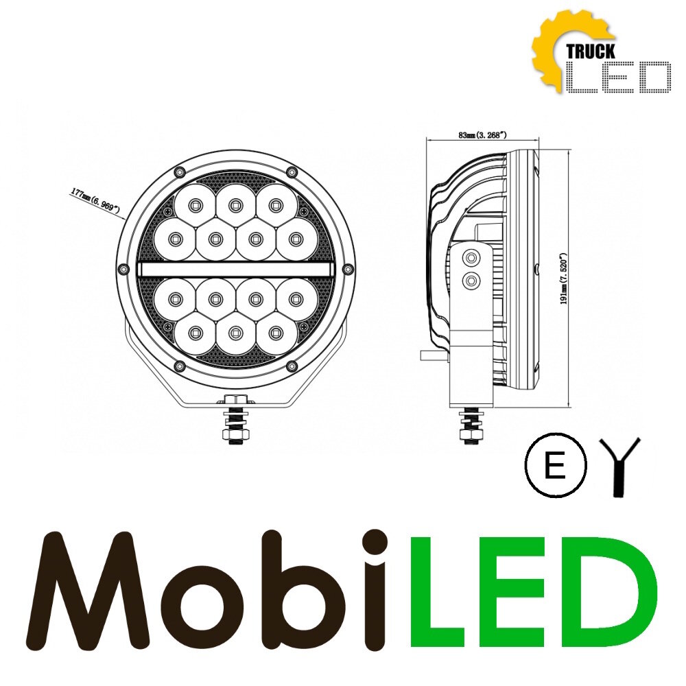 TruckLED Spotlight with position light 7" E-mark TruckLED Spotlight with position light 7" E-mark