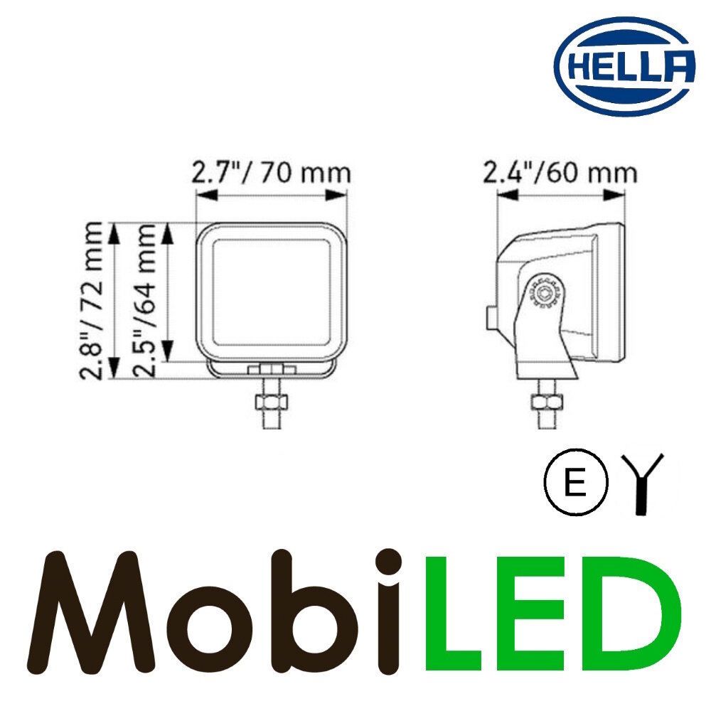 Hella Hella floodlight Cube Kit 2.7" 20 watts surface E-mark Hella Hella floodlight Cube Kit 2.7" 20 watts surface E-mark