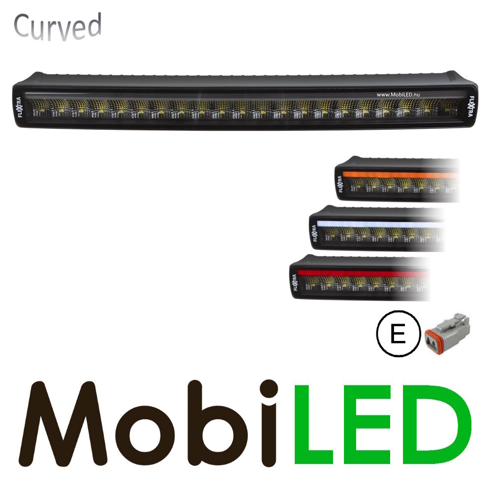 Flextra barre LED incurvée avec feu de position blanc, ambre et rouge 52cm Flextra barre LED incurvée avec feu de position blanc, ambre et rouge 52cm
