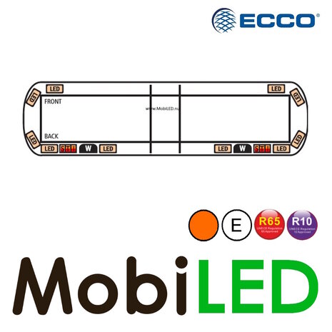 ECCO 12+ Serie Flitsbalk en traffic advisor 1372 mm 10 leds, 2 werklampen en achterlichten