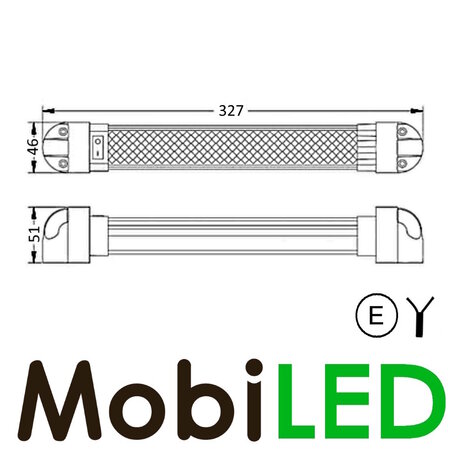 Kantelbare interieurverlichting aluminium 327mm 12-24 volt E-keur Kantelbare interieurverlichting aluminium 327mm 12-24 volt E-keur
