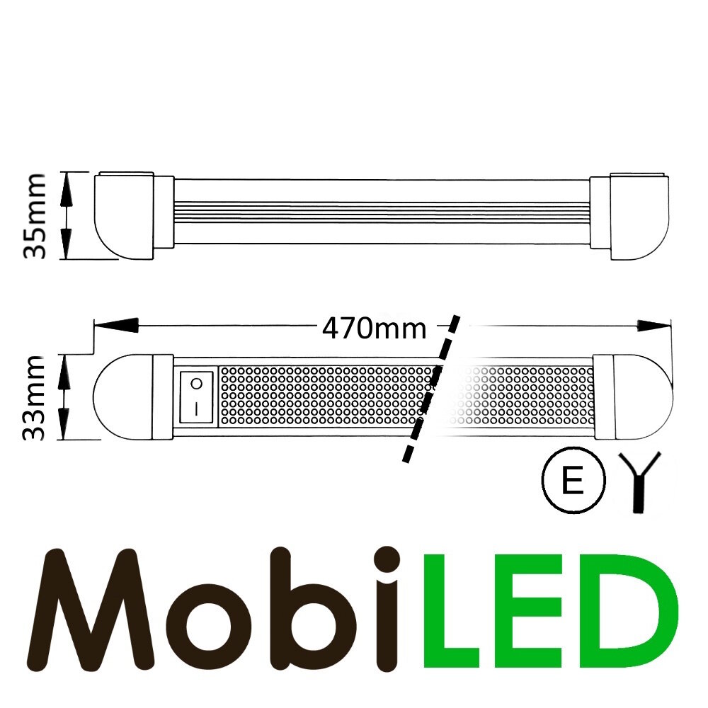 Luminaire d'intérieur inclinable en aluminium 470mm 12-24 volts Luminaire d'intérieur inclinable en aluminium 470mm 12-24 volts