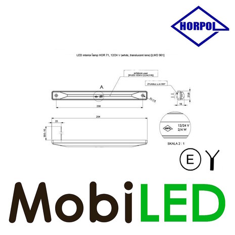 HORPOL Horpol Interior lighting opal 12-24 volts E-mark HORPOL Horpol Interior lighting opal 12-24 volts E-mark
