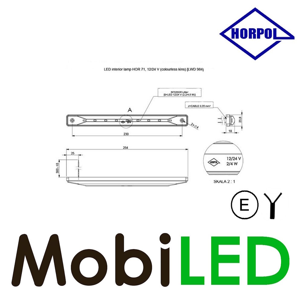 HORPOL Horpol Interior lighting clear 12-24 volts white 200 lumens E-mark HORPOL Horpol Interior lighting clear 12-24 volts white 200 lumens E-mark