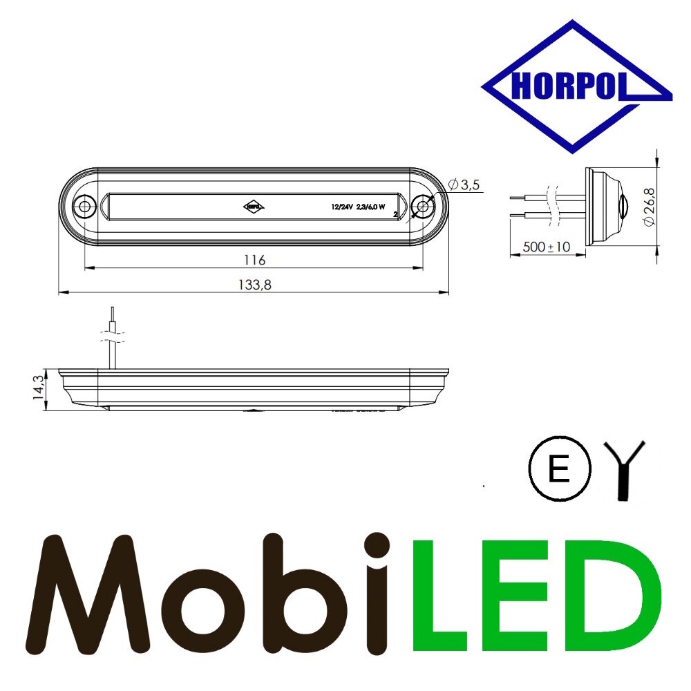 HORPOL Horpol Interieurverlichting opaal warm-wit 12-24 volt met schakelaar E-keur HORPOL Horpol Interieurverlichting opaal warm-wit 12-24 volt met schakelaar E-keur