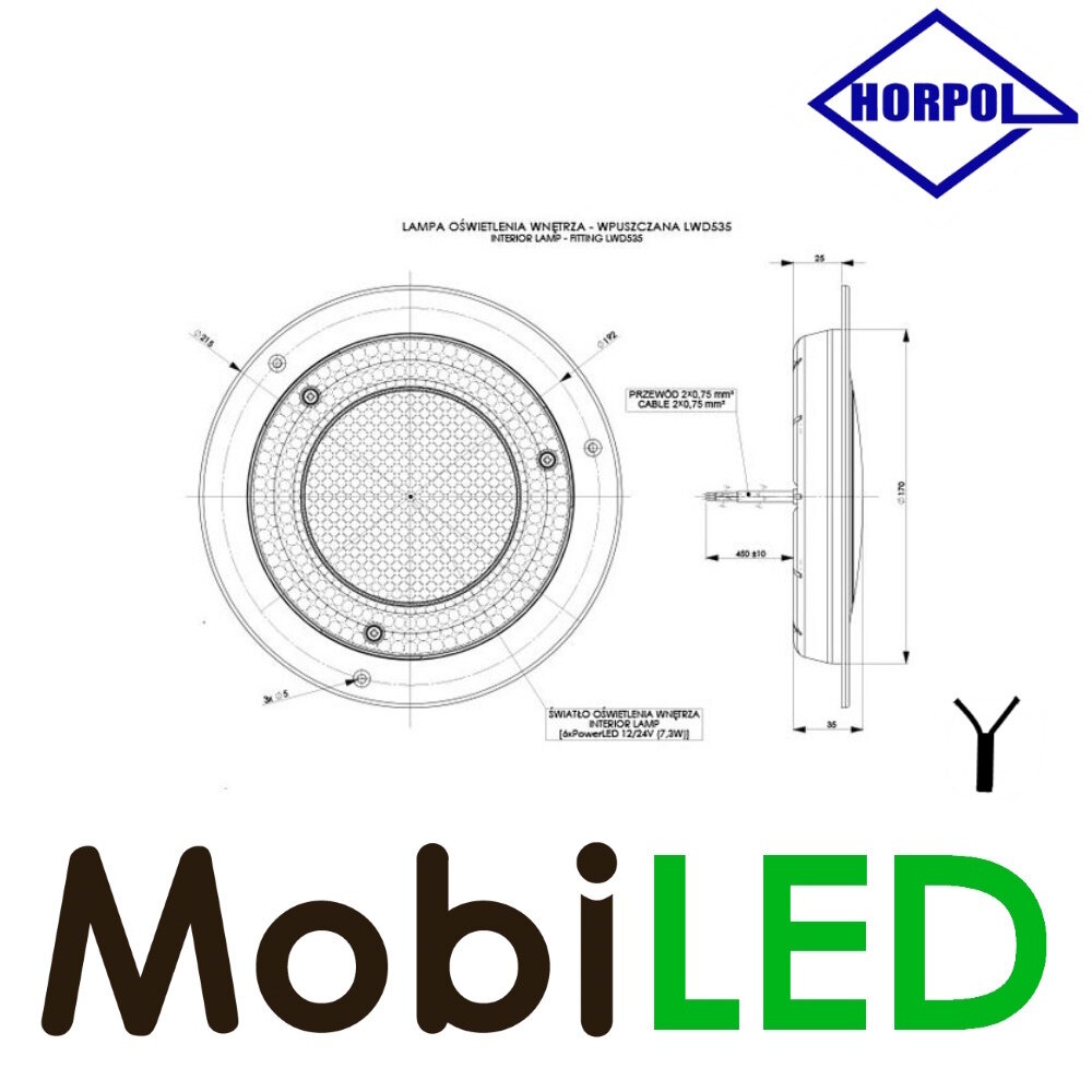 HORPOL Horpol Ronde interieurverlichting wit inbouw-model 12-24 volt HORPOL Horpol Ronde interieurverlichting wit inbouw-model 12-24 volt
