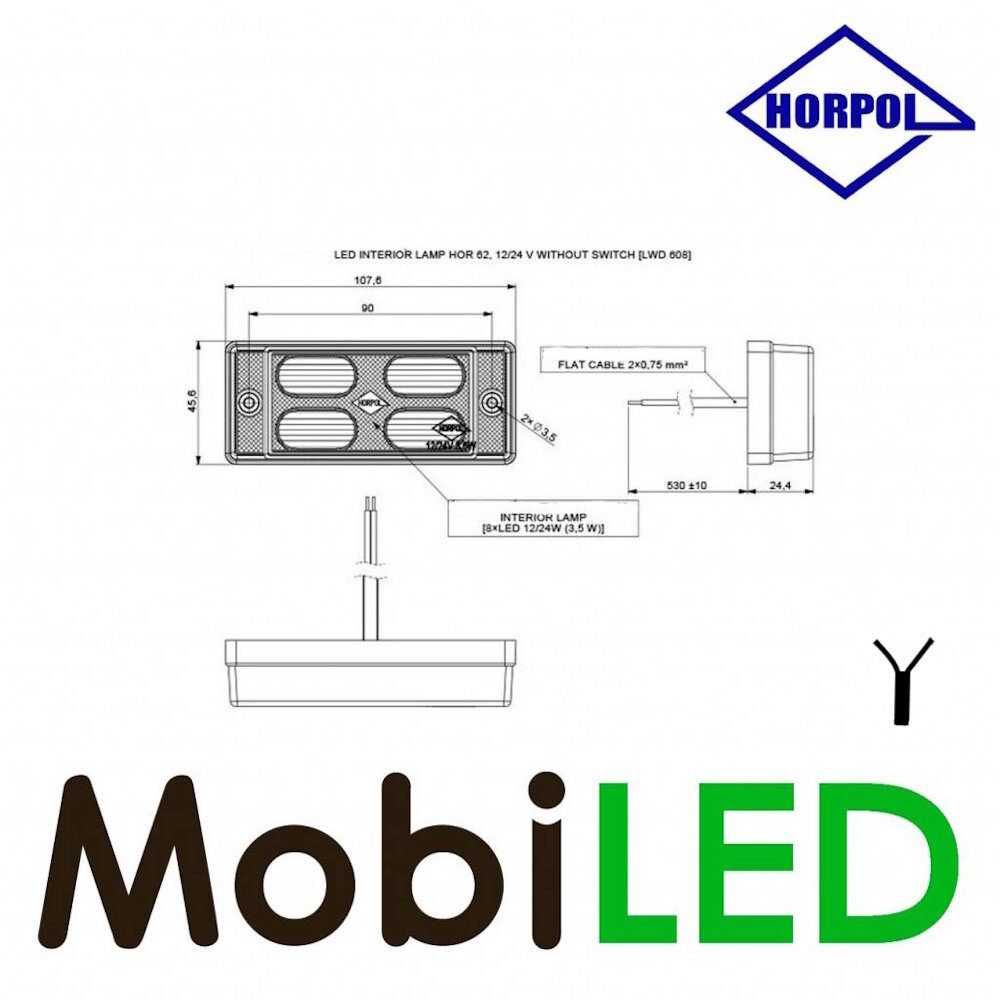 HORPOL Horpol Interior lighting opal 12-24 volts with switch white HORPOL Horpol Interior lighting opal 12-24 volts with switch white