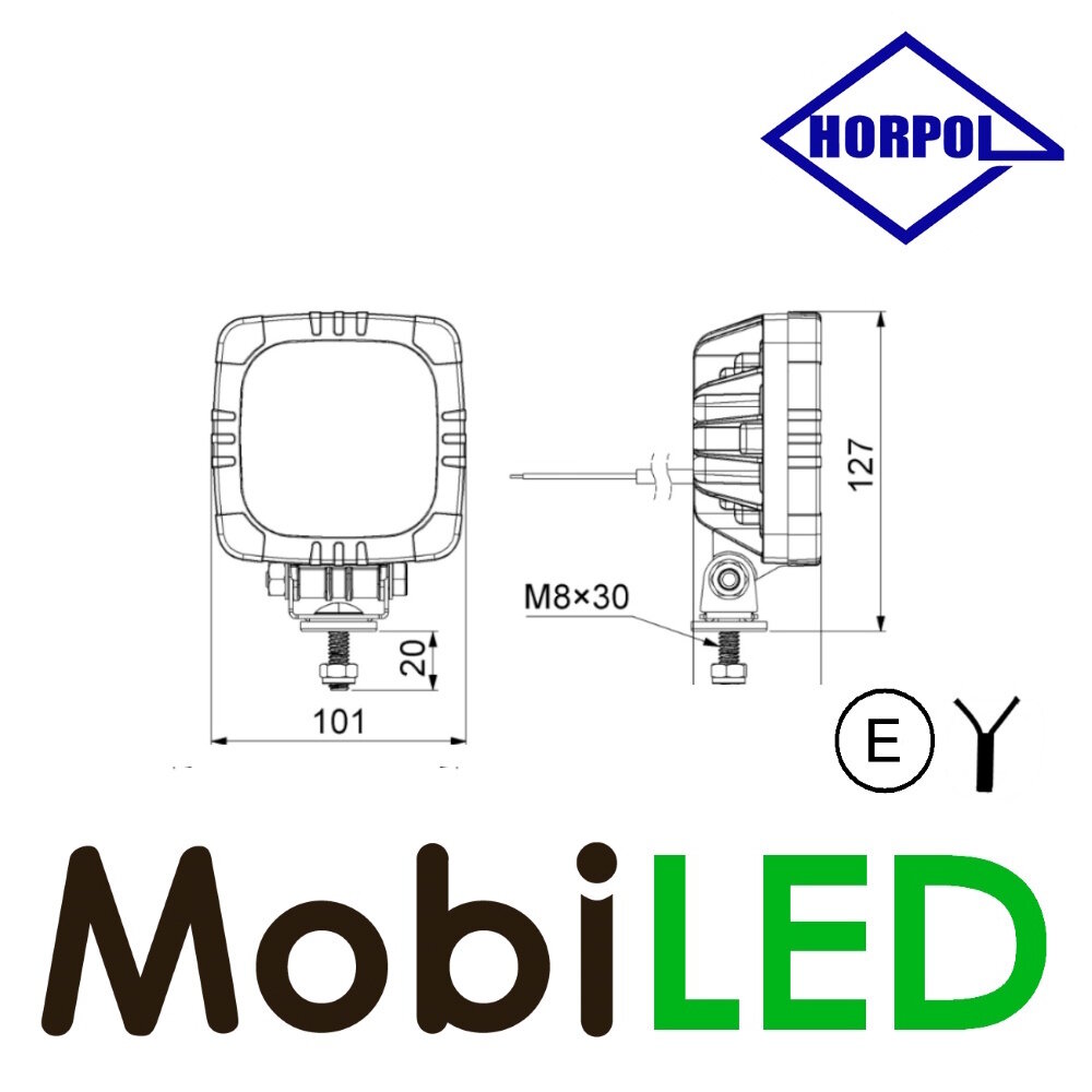 HORPOL Horpol Lampe de travail compacte 15 LED E-marque HORPOL Horpol Lampe de travail compacte 15 LED E-marque