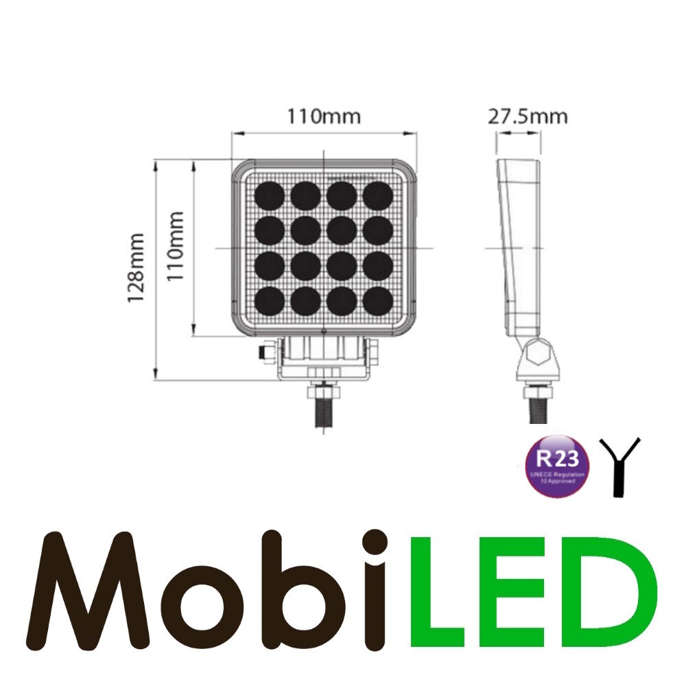 Graphene worklight 16W square E-mark Graphene worklight 16W square E-mark