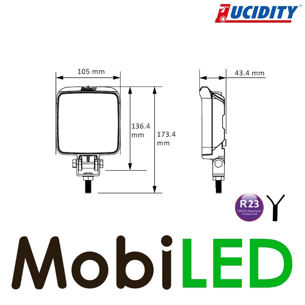 Lucidity Lucidity Worklight / reversing light 18W square E-mark