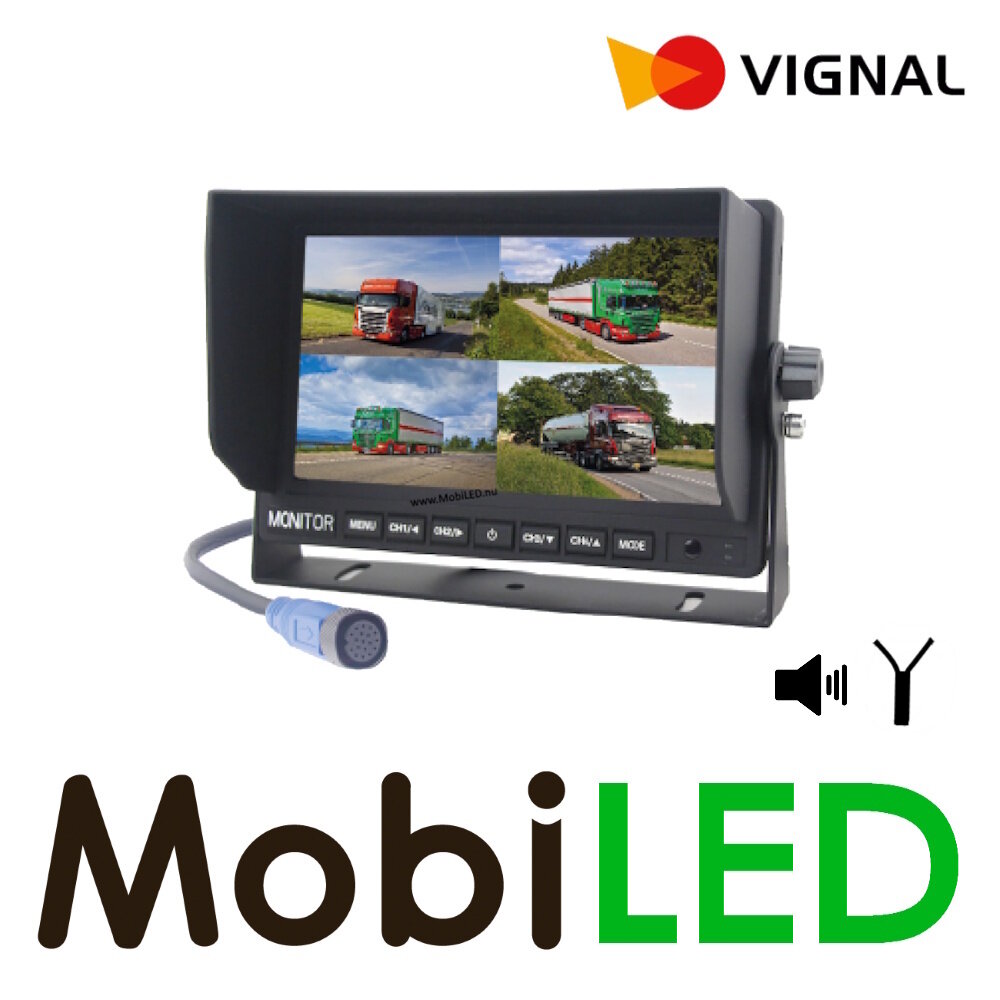 Vignal Vignal HD achteruitrijcamera-set bedraad quad view 7 inch (max 4 camera's) Vignal Vignal HD achteruitrijcamera-set bedraad quad view 7 inch (max 4 camera's)