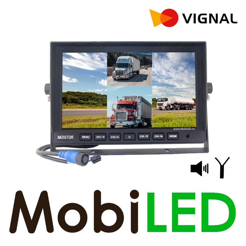 Vignal Vignal HD achteruitrij camera-set bedraad quad view 10 inch (max 4 camera's) Vignal Vignal HD achteruitrij camera-set bedraad quad view 10 inch (max 4 camera's)