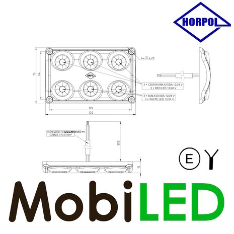 HORPOL Horpol Éclairage intérieur rouge/blanc 12-24 volts HORPOL Horpol Éclairage intérieur rouge/blanc 12-24 volts