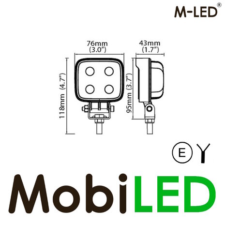 M-LED M-LED Work lamp 12W 12-80V 2m cable E-mark M-LED M-LED Work lamp 12W 12-80V 2m cable E-mark