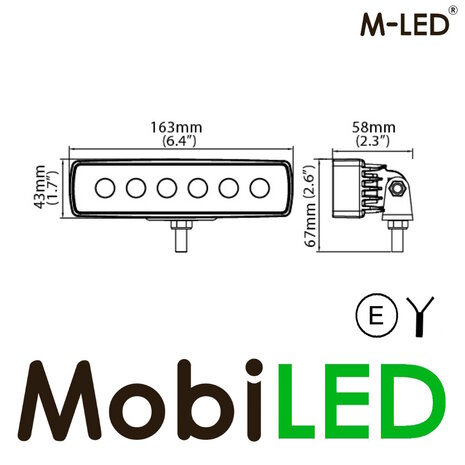 M-LED M-LED Work lamp 18W 12-80V 2m cable E-mark