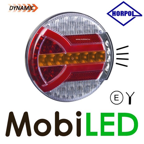 HORPOL Neon look dynamisch rond achterlicht 4 functies E-keur HORPOL Neon look dynamisch rond achterlicht 4 functies E-keur