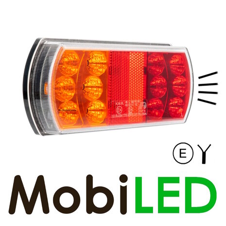 Achterlicht 15 leds 12-24 volt 4 functies Links model E-keur Achterlicht 15 leds 12-24 volt 4 functies Links model E-keur