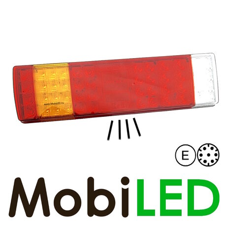 Achterlicht 5 functies + kentekenverlichting E-keur met 7 pins connector Links